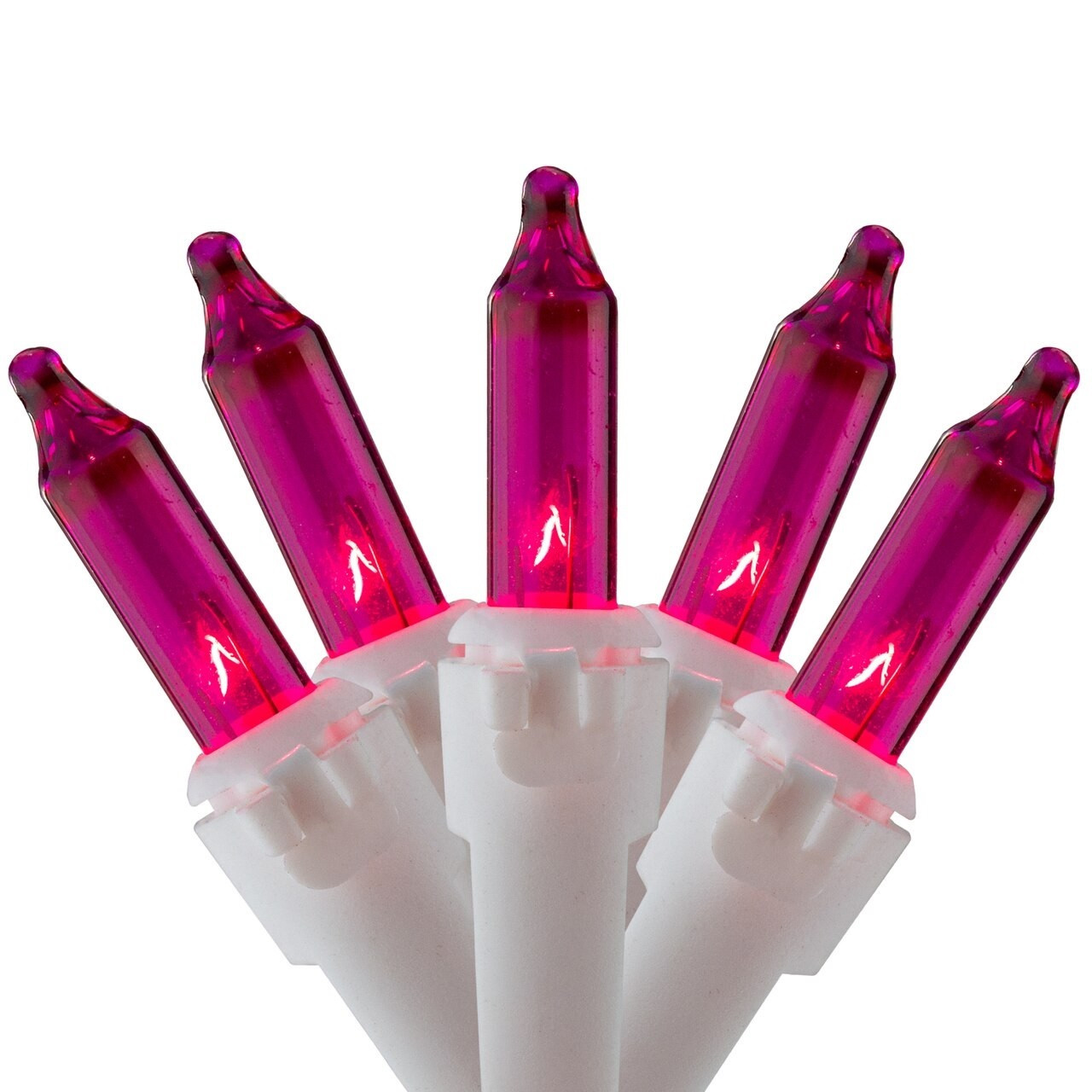 100 Count Pink Mini Icicle Christmas Lights 7ft, White Wire Christmas